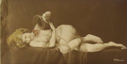 turnofthecentury:  Charles Gilhousen, Prone Nude Female with Basket,1918 