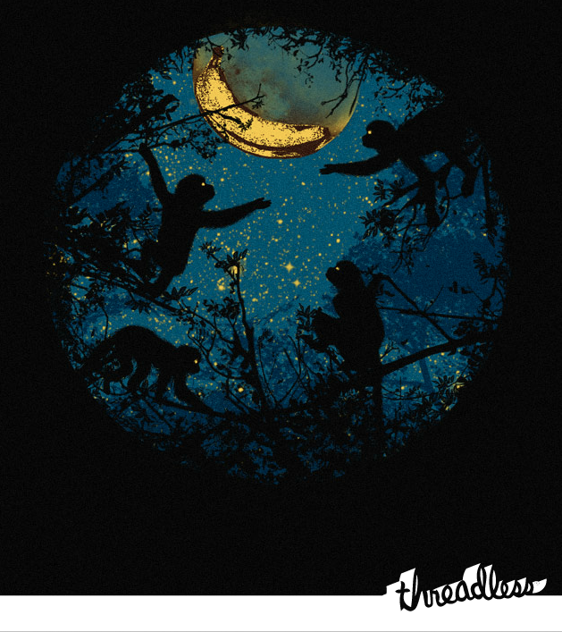 threadless:  The moon isn’t made of cheese, silly. Banana Moon by Dina Prasetyawan