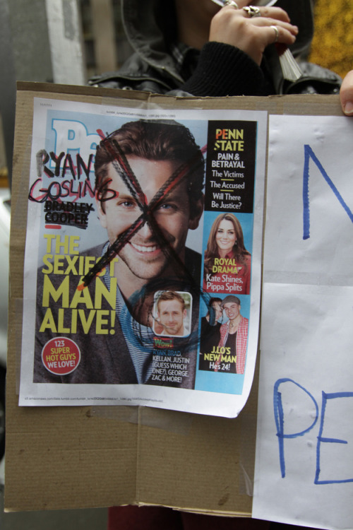 tulletulle:  arturan:  bonerdonor:  snackfriend:  sexandjender:  shannonwest:   Protesters out in force outside People Magazine Headquaters today after Bradley Cooper was dubiously selected as ‘Sexiest Man Alive 2011’    bradley cooper ew so gross