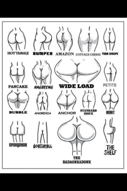 colombirican:  celltheoremnoise:  colombirican:  lovecurvygurls:  No ass man should ever be without this booty chart. I hope you don’t get a pancake or spongebob butt girlfriend LOL.   Luv it!  Maaaaaaadddd #celltheoremnoise  I think I’m a Hot Tamale?