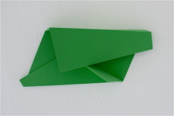 Horizontal Green Envelope, 2011. archival foam, staple, approx. 12 x 18 x 2 inches (destroyed)