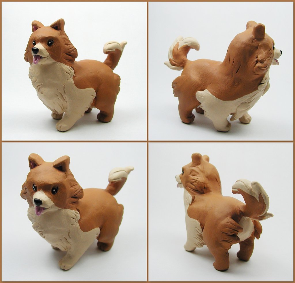 Sculpture of Missile, Ghost Trick’s cute Pomeranian, by Leilia. This 2"x2.5" piece was crafted out of Super Sculpey polymer clay over a wire and foil armature, then painted with acrylic paints, and coated with a matte finish.
Did you hear that the...