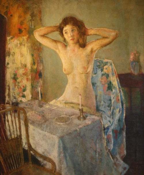 art-mirrors-art:  Charles Webster Hawthorne - At her vanity (1920) 