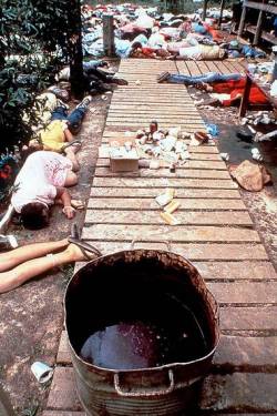 picturesofwar:  This day in history: Peoples Temple leader Jim Jones and more than 900 of his followers commit suicide in Jonestown, Guyana. The mass suicide took place hours after an investigation of the Temple by Congressman Leo Ryan, amid allegations