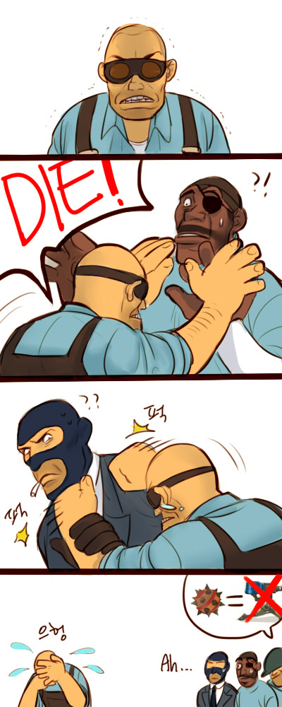 steveholtvstheuniverse:  majohi:  I hate DEMOMAN  Oh, Engie… 