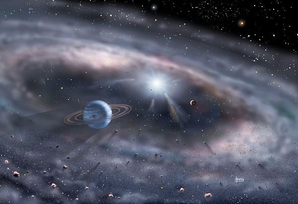 the-star-stuff:  Dusty Disk Image courtesy David A. Hardy December 23, 2009—Planets