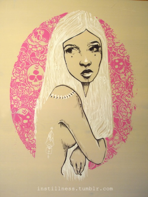 instillness:  Three layer screenprint for class.   love it!