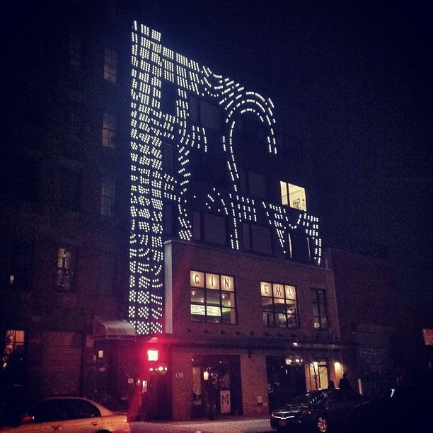 Nitehawk Cinema & Apartments by #CaliperStudio #newyork #williamsburg #led #facade #archdaily #architecture #buildingbuddy (Taken with Instagram at Nitehawk Cinema)