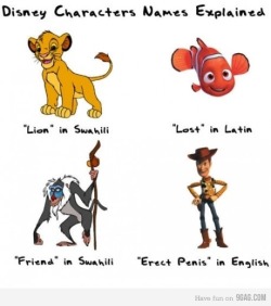 9gag:  Disney Character Names  m