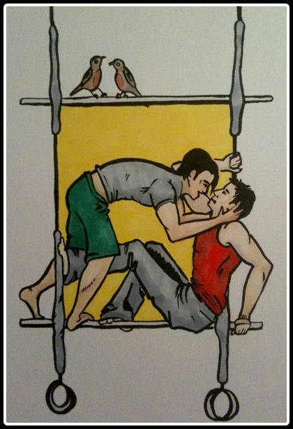 schizoauthoress:omensart:Jason Todd & Dick Grayson, prompt: trapeze.^_^