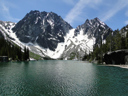 photo by bikejr on Flickr.Colchuck Lake - Alpine Lakes Wilderness, Cascade Range. Set in a granite b