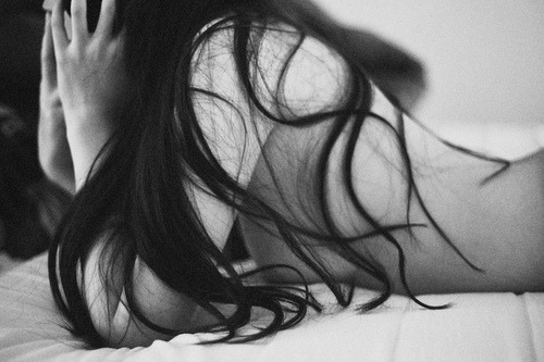 cheekyblushin: A veil of dark locks…