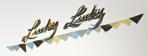 Lucky Lucky Lucky Lucky with bunting. Installation photo – lithography on gampi.