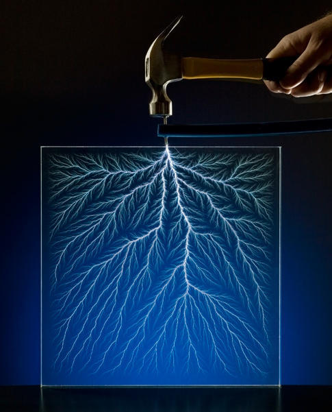   Trapping LightningThe above image is of a Lichtenberg Figure which is both a real life example of a branching fractal and also the result of electrical discharge (double awesome). These “lightning trees” are created by the movement of electricity