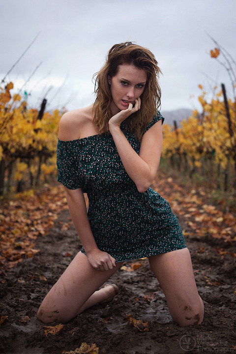 When it rains, most Californians hunker down inside their homes with the heater on and and a warm bowl of soup. Instead I convince models to drive out to vineyards with me and roll around in the mud. I guess both choices have their pros and cons. Comments