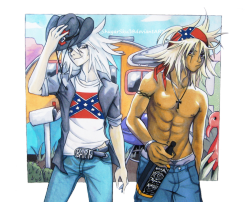 pharaohmalik:  Trailer Trash Marik and Bakura by *ShugarSkull This is just fucking amazing… 