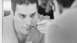 fuckyeahmercury:  Shaving the famous mustache.