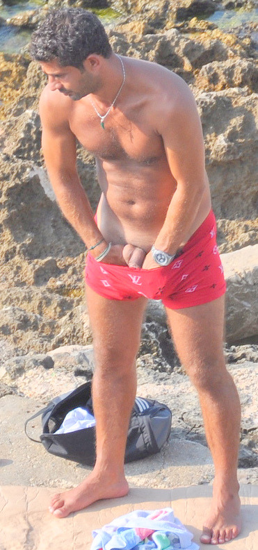 uphisshorts:  Down his shorts.
