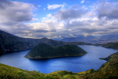 photo by Shahriar Erfanian on Flickr.Laguna Cuicocha is a 3 km wide caldera and crater lake at the f