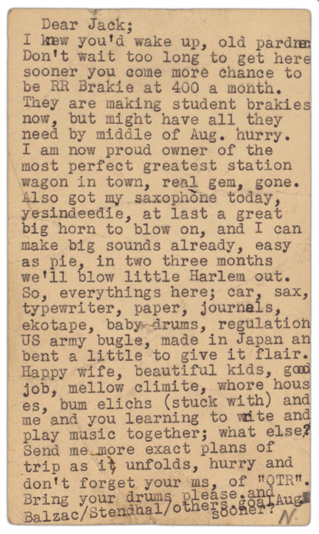 alcools:Letter from Neal Cassady to Jack Kerouac