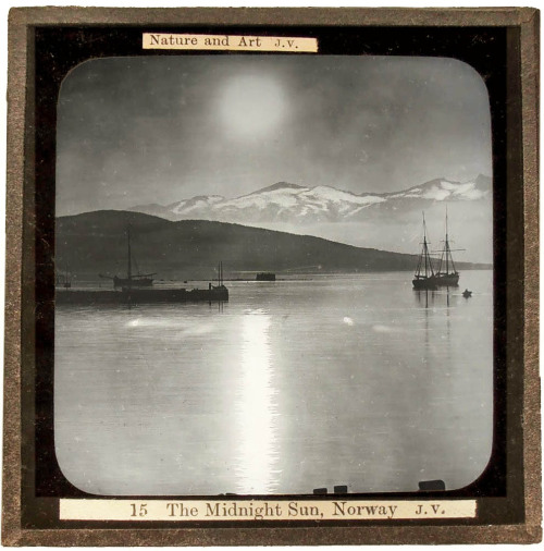 Norwegian Harbour under the Midnight Sun - Magic Lantern Glass Slide by James Valentine - c1900