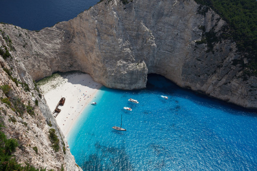 photo by Chris J Hart on Flickr.Navagio Beach, or the Shipwreck, is an isolated sandy cove, accessib