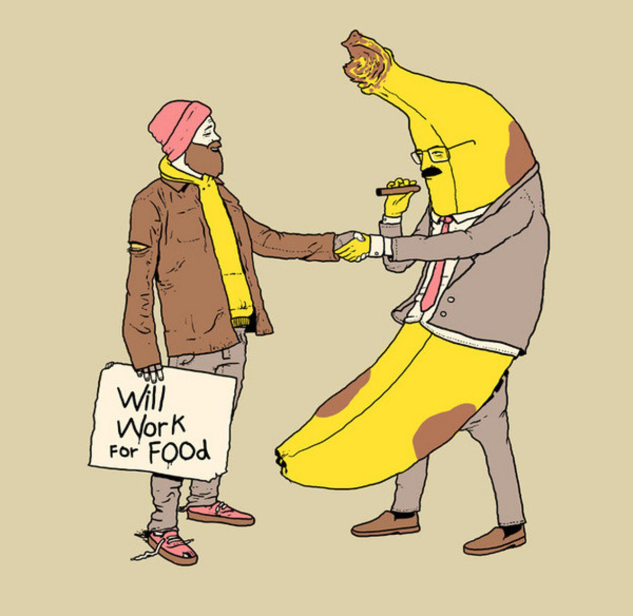 meme-meme:  Will work for food. 