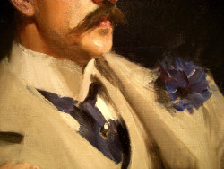 Anders Zorn: Portrait of William B. Ogden (detail: mustache and lapel flower), 1895. Wadsworth Atheneum, Hartford, Connecticut. The namesake grandson of the first mayor of Chicago. 