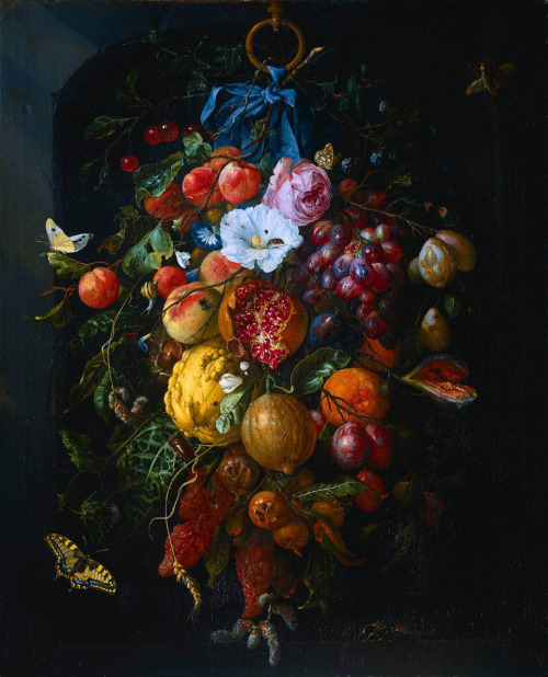 a-l-ancien-regime:Festoon of Fruit and FlowersYearc. 1635-84ArtistJan Davidsz. HeemTechniqueOil on c
