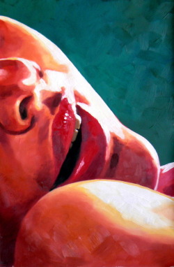 thomassaliot:  Mouth and shoulder Oil canvas