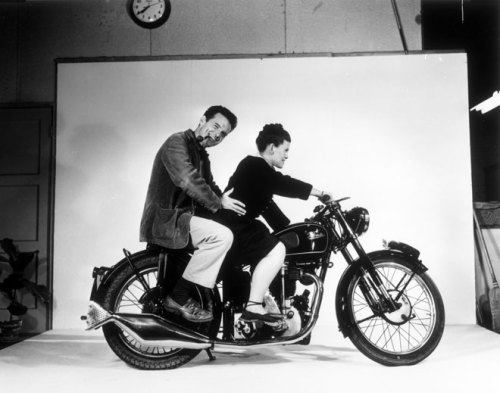 thre3f:  Charles and Ray Eames on a Velocette Motorcycle  The Eames ran an incredibly influential mi