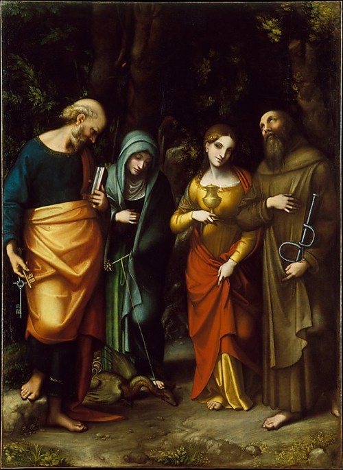 Saints Peter, Martha, Mary Magdalen, and Leonard Correggio (Antonio Allegri) 1515-1517, oil on canva