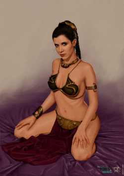 starwasthongsnakedladys:  Slave leia by *ArtbyBones 