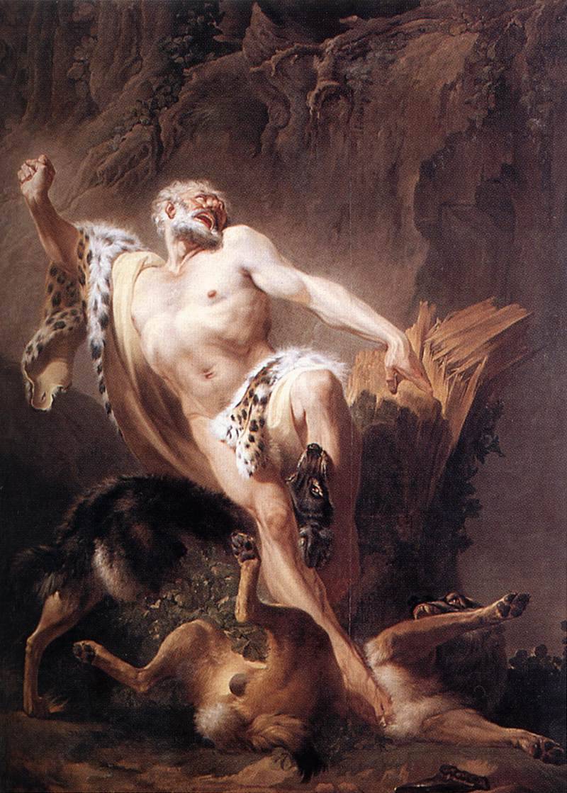 necspenecmetu:  Joseph-Benoit Suvee, Milo of Croton, mid 18th century 