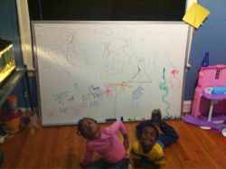 The Jr'z enjoying the whiteboard I got them today.