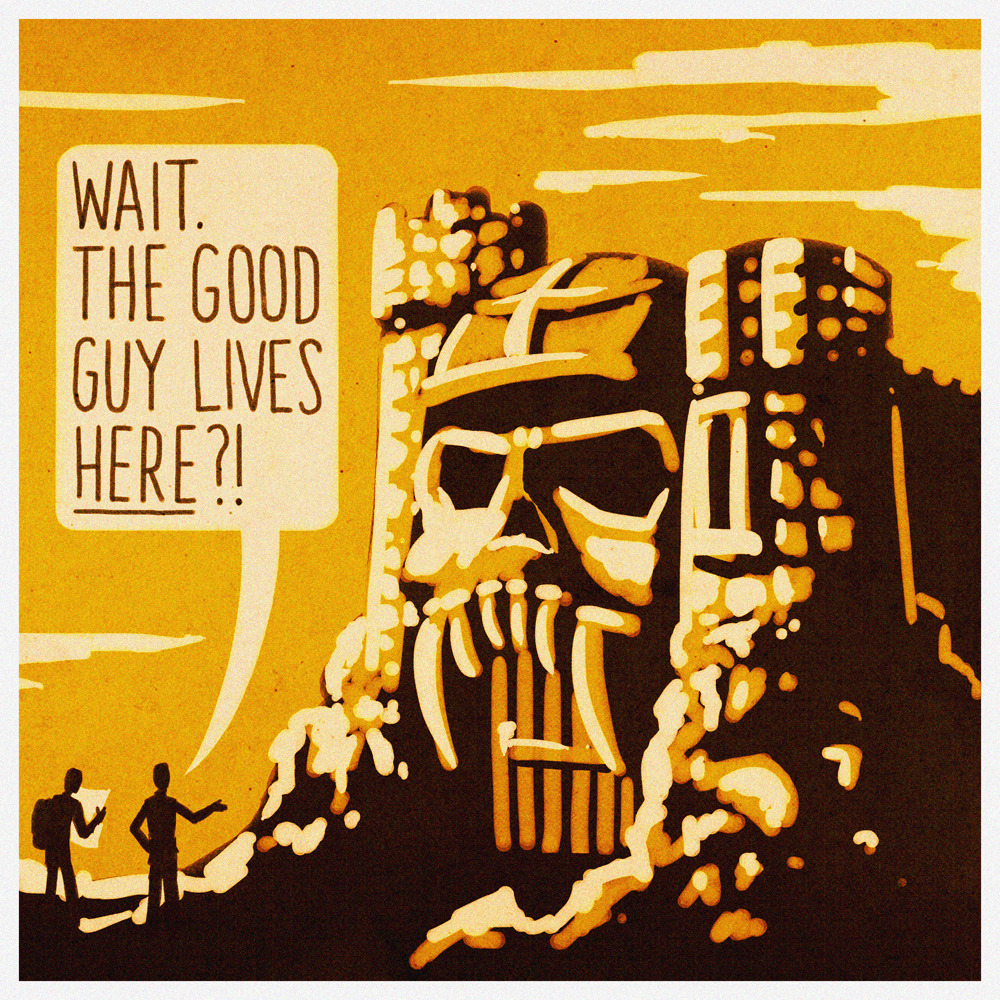 Aled Lewis brings up a perfectly valid Masters of the Universe point in his new comical illustration. I always wondered why Skeletor didn’t live there.
*Arnold Voice* “Get your ass to Eternia! AUEUEUE!”
Castle Grayskull Tours by Aled Lewis (Tumblr)...