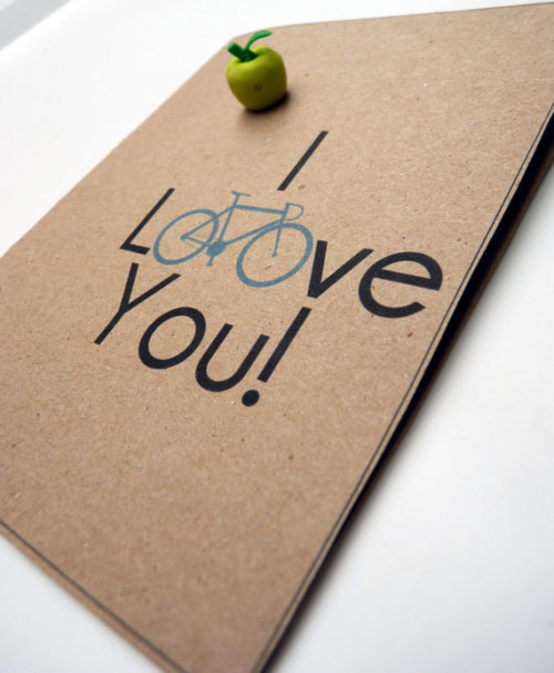 gob-plus: I loove you Brown Kraft Paper Single Card with by Buttonlandia