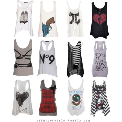 fashionoverhype:  Tank tops!!! :) http://rainbowswirls.tumblr.com/ http://rainbowswirls.tumblr.com/ http://rainbowswirls.tumblr.com/ I follow back. <3