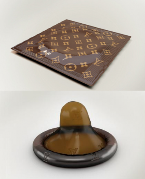 jessicadovemoonrees:   Louis Vuitton introduces the ๔ Louis Vuitton condom Trojan? Durex? Bah! Those are condoms for poor people. When you must have your dick wrapped in only the finest brand name, these LV condoms are now available at select Vuitton