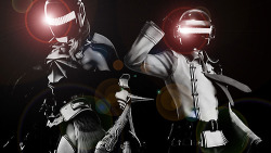 1thousandcranes:  kafkabythesea:  First time making a wallpaper, and the result: Daft Fantasy. *_*  Final Fantasy   Daft Punk 