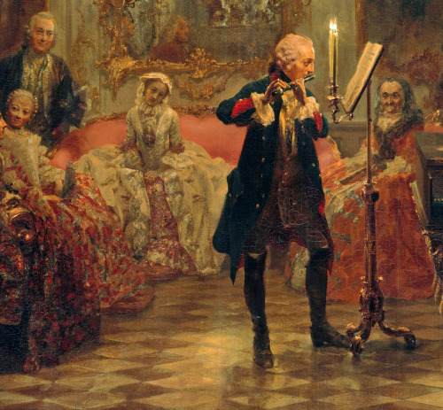 ignudiamore:Flute Concert with Frederick the Great in Sanssouci, detail.Adolph von Menzel, 1850 - 18
