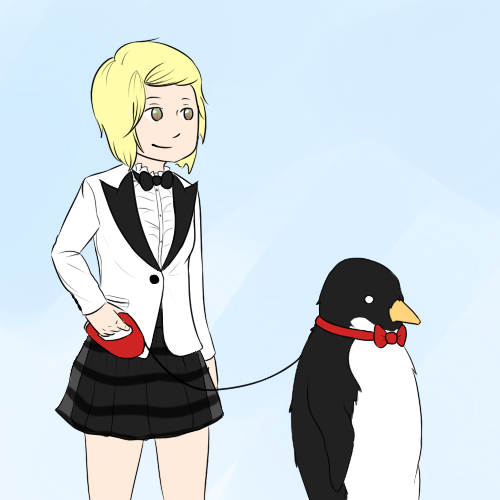 avoidmynose:  quinn in her sectional’s outfit reminded me of a penguin so this
