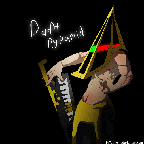 ianbrooks:  Daft Pyramide by MrTashkent Sometimes you shouldnt ask why something exists, you should just be thankful that it does. PROTIP: his giant spear is a keytar. Artist: deviantart / tumblr 