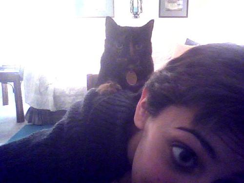 XXX My cat climbs up my back when she wants my photo