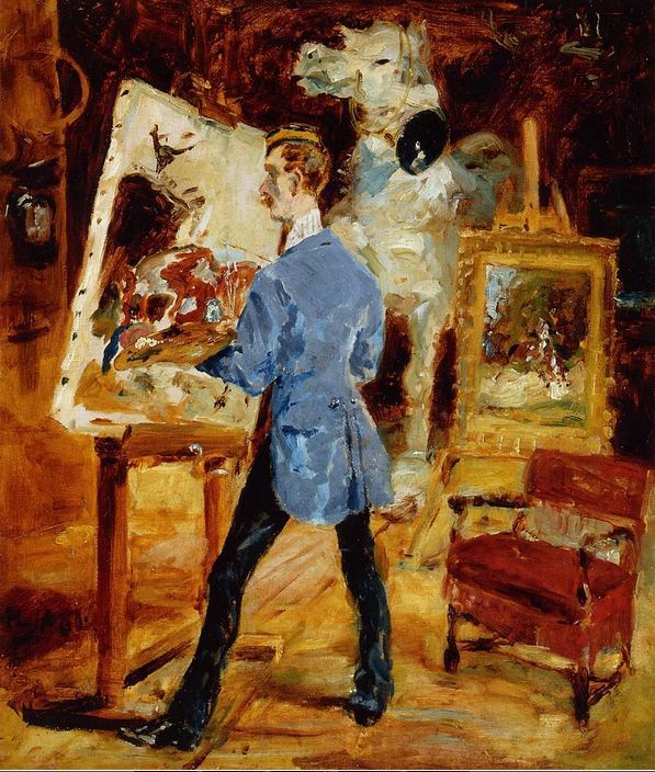 loquaciousconnoisseur:  Henri de Toulouse-Lautrec Princeteau in His Studio 
