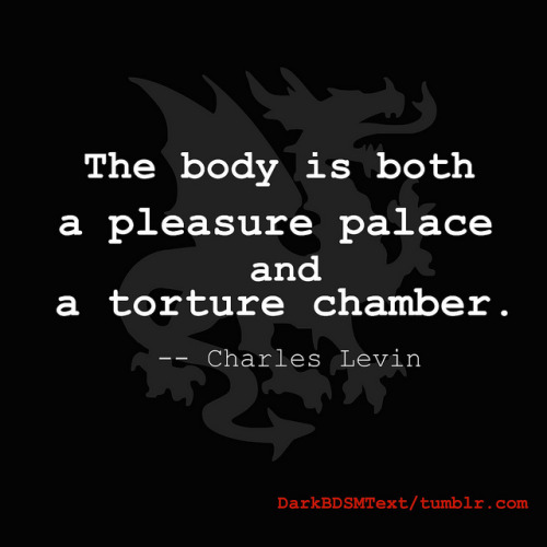 darkbdsmtext:The body is both a pleasure palace and a torture chamber. — Charles Levin