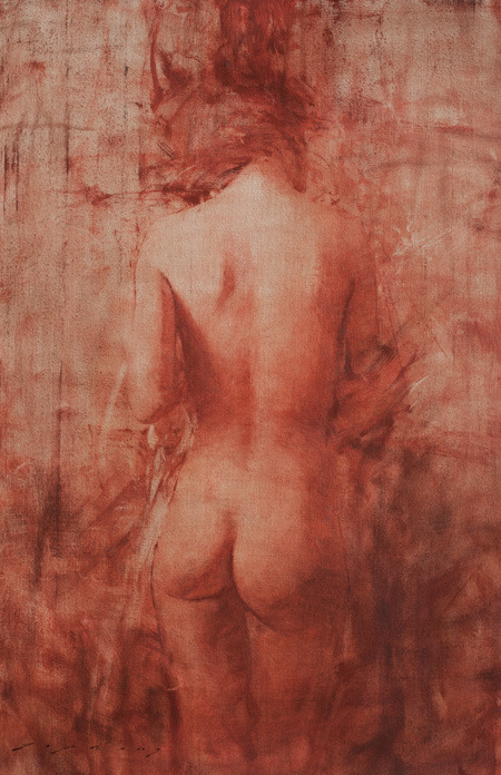 Jeremy Lipking, Figure in Venetian Red, oil on linen