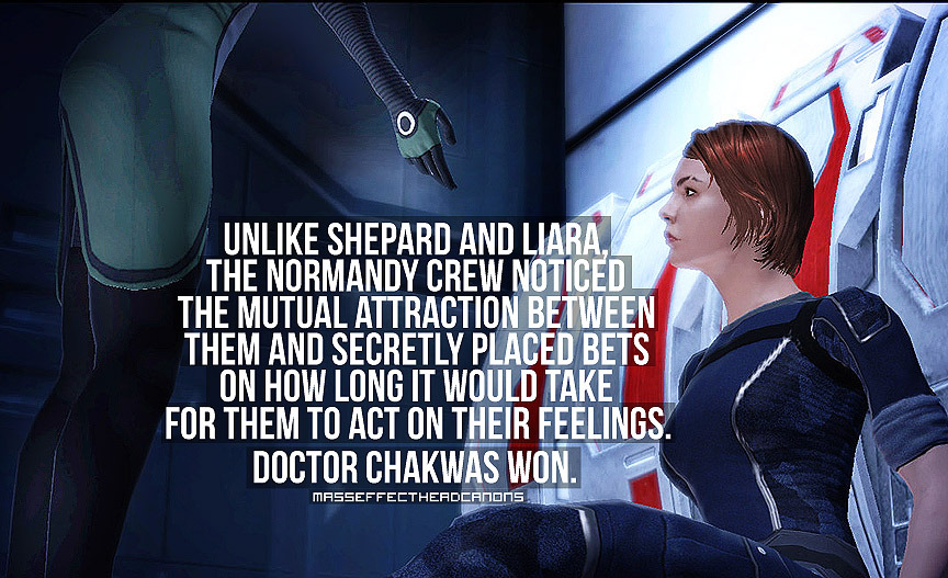 masseffectheadcanons:  “Unlike Shepard and Liara, the Normandy crew noticed the