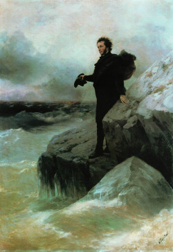 peril:  Pushkin’s Farewell to the sea (1877), oil on canvas | painting by Ivan Aivazovsky and Ilya Repin 