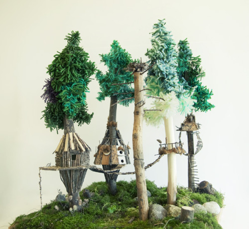 DIY Inspiration. Treehouse Village by Ulrika Kestere at her site Ulicam here. As she 